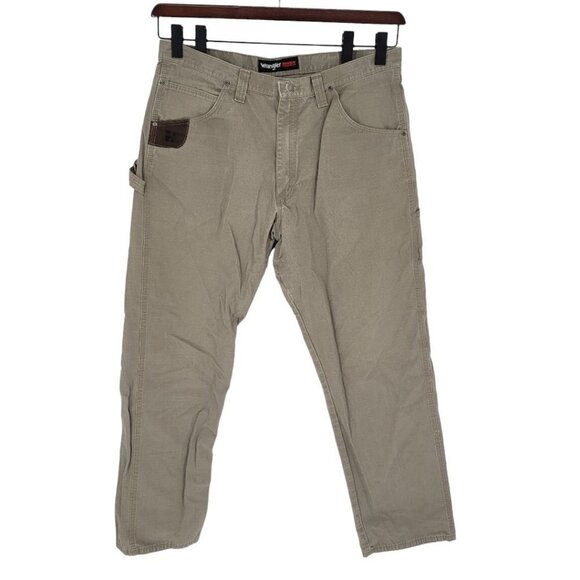 Wrangler riggs workwear mens 38 x 34 ripstop canvas carpenter pants stone beige - Picture 1 of 8